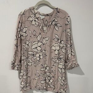 J. Jill Floral Blouse - Beige and Black